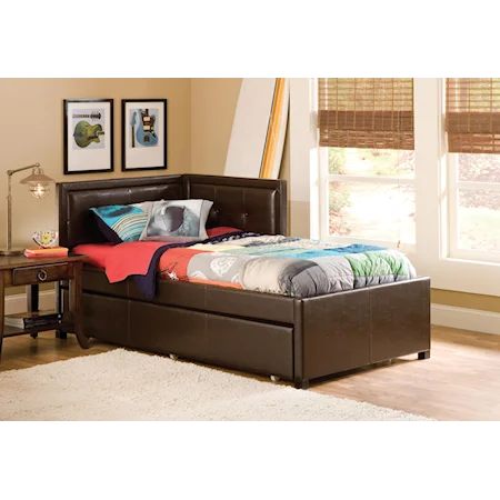 Frankfort Full Bed with Trundle and Rails and Tufting